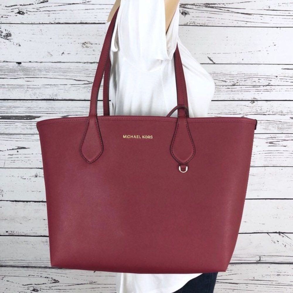 Michael Kors large tote bag leather red